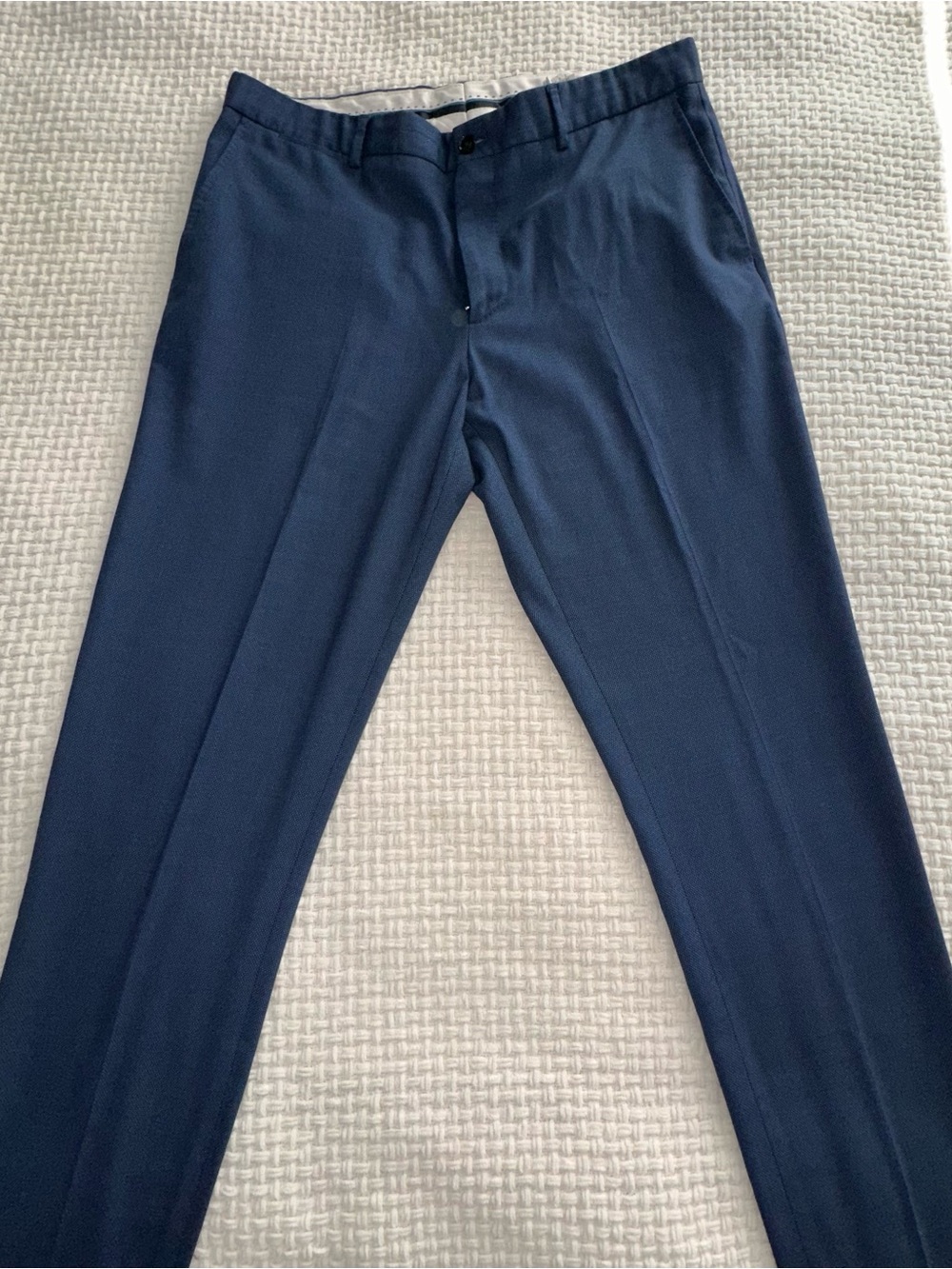 ZARA Men’s Slim Fit Textured Dress Pants Navy Blue Size 34 EUR 44